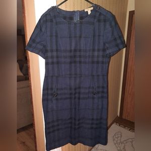 Authentic Burberry Britt, Navy Plaid Wool Dress Women’s US Size 14